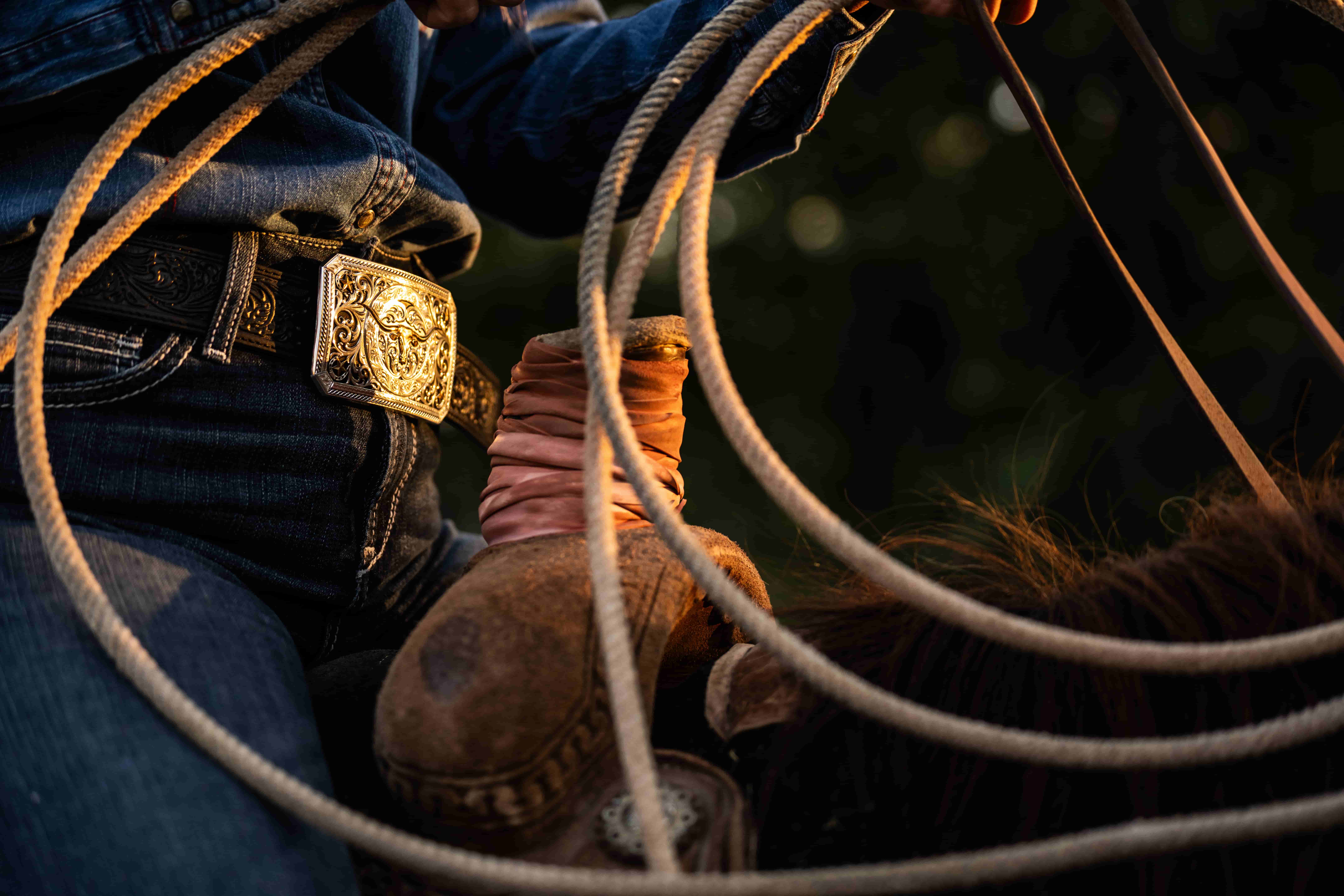 Cowgirl Riding Horse with Belt Buckle
