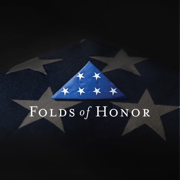 Folded American flag with stars.