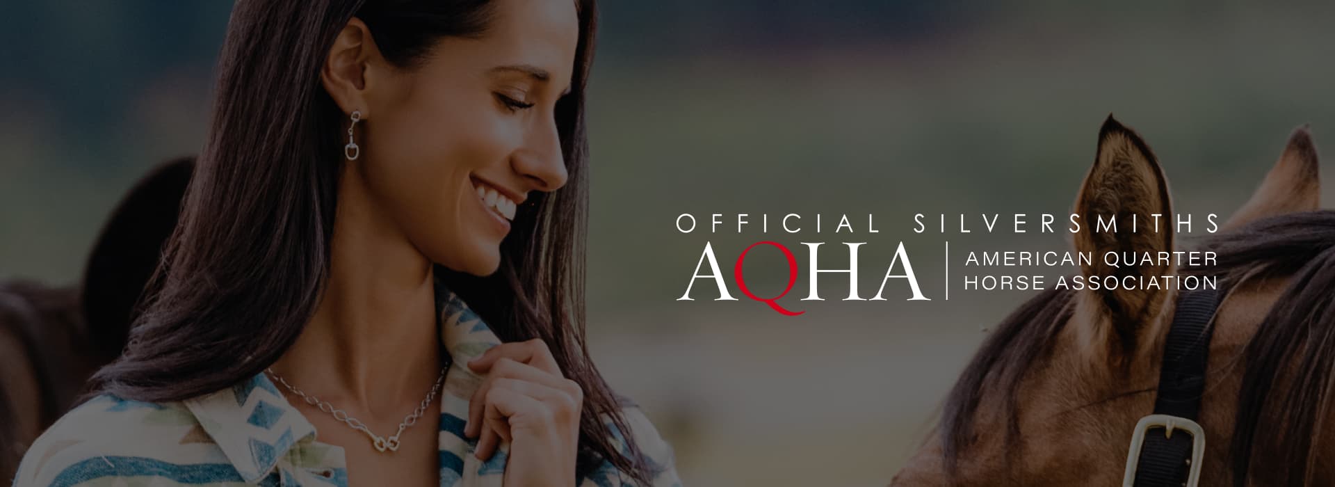 Women wearing AQHA licensed collections necklace.