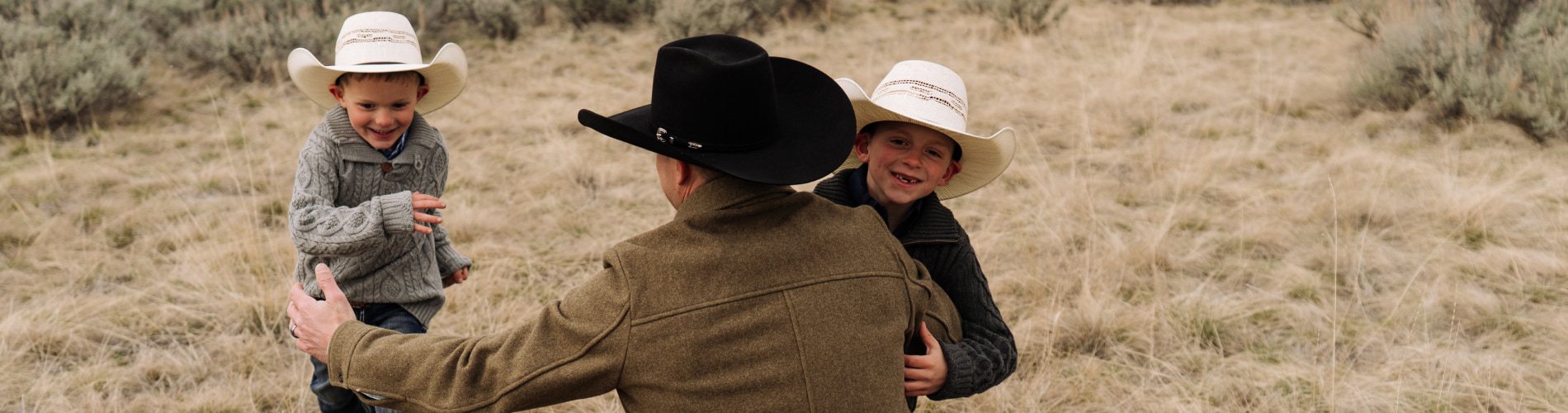 Dad with sons Montana Silversmiths Fathers Day