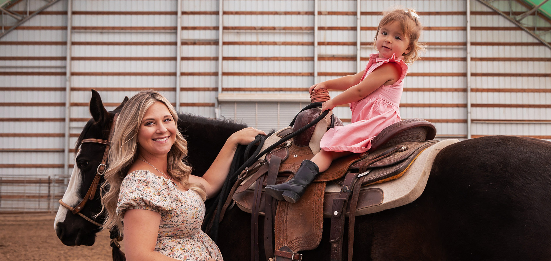 Mom and Daughter on Horse