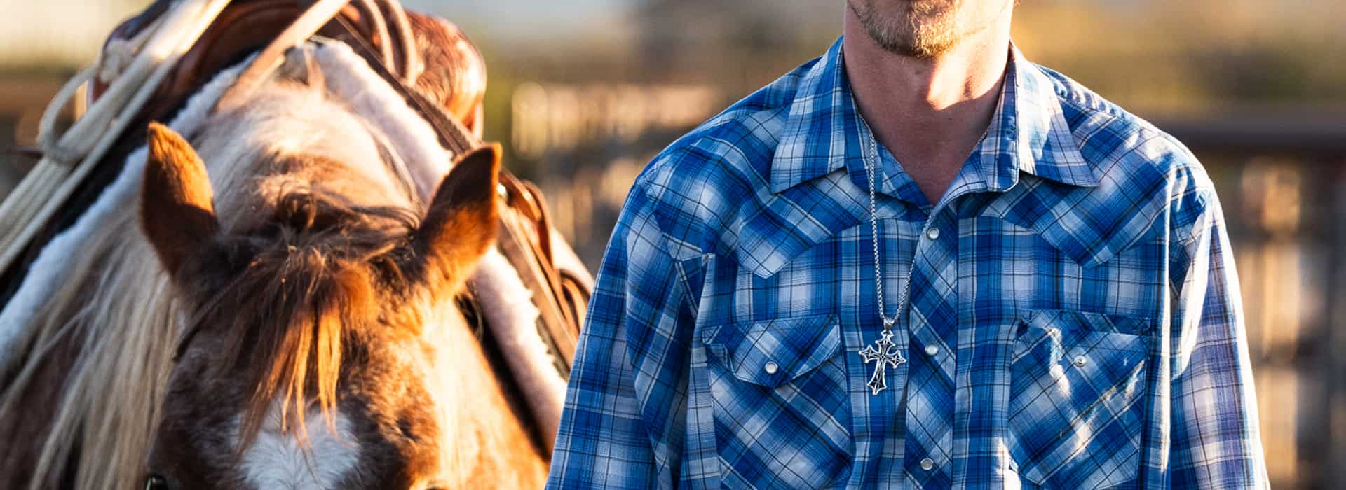 Man wearing cross necklace